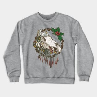 Mari Lwyd Grey Ghost Horse Crewneck Sweatshirt